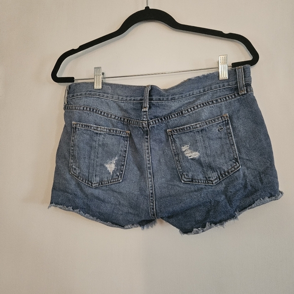 Rag & Bone Blue Distressed Jean Shorts Size 27 Low Rise Gunnar - Picture 2 of 5